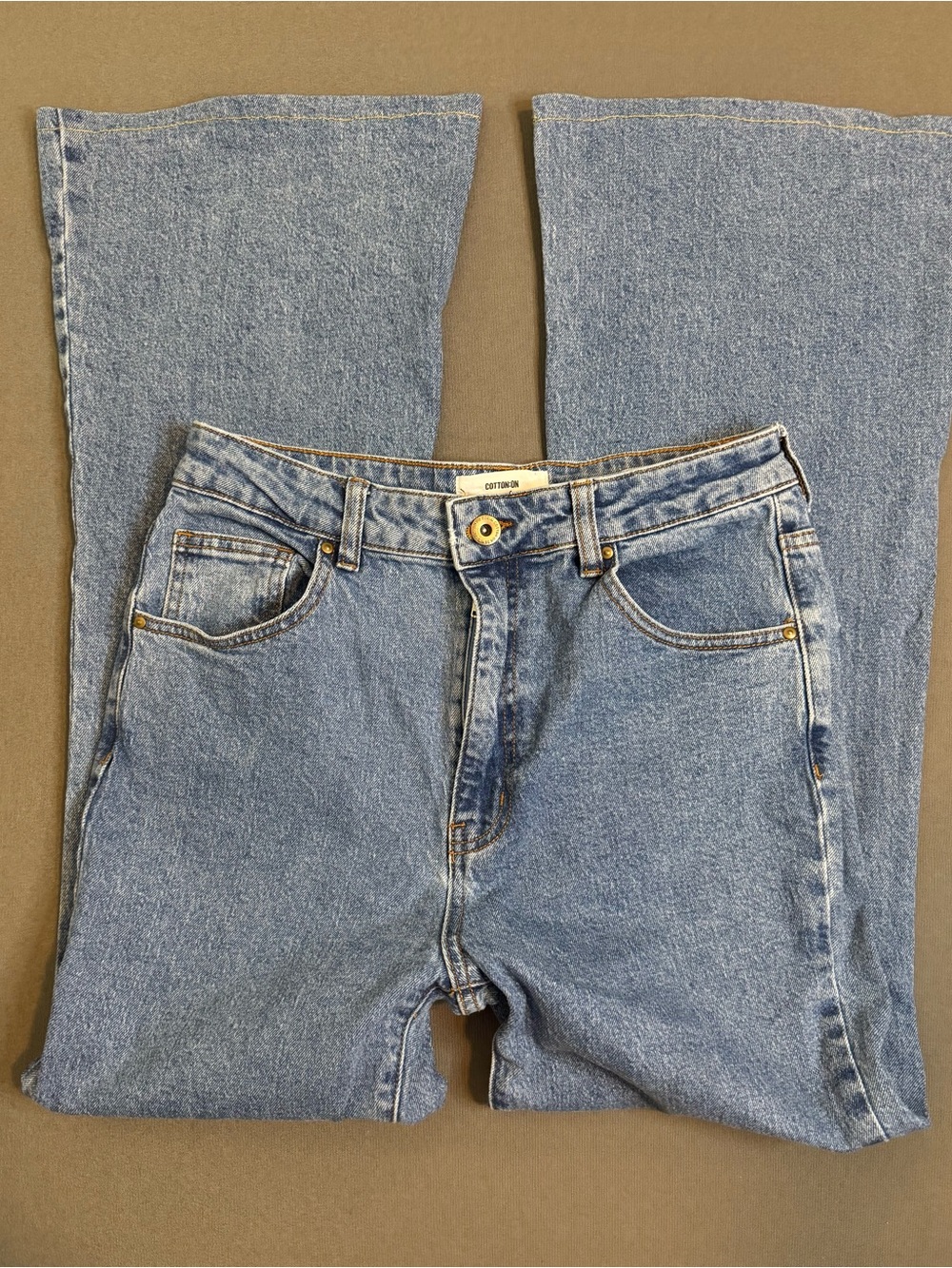 Cotton On Women's Original Flare Jeans | Blue Wash Denim | Size 8 | Hemmed